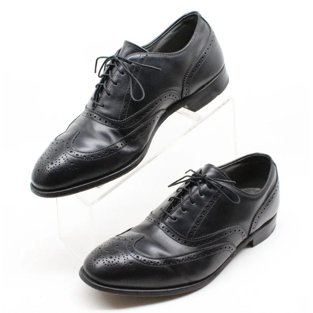 Vintage FOOTJOY Classics‎ Wingtip Black Oxford Shoes Sz 8.5EEE USA Made